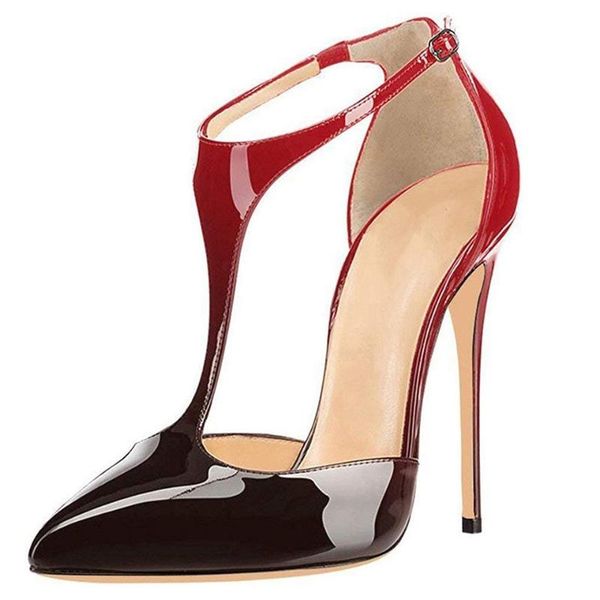 women's t-strap pointed toe solid ankle strap buckle high heels patent leather pumps sandals, Black
women's t-strap pointed toe solid ankle strap buckle high heels patent leather pumps sandals, Black