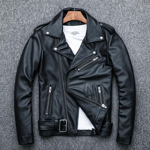 men's leather & faux big head layer of pure cowhide motorcycle jackets male lapel clothing fashion products, Black
men's leather & faux big head layer of pure cowhide motorcycle jackets male lapel clothing fashion products, Black