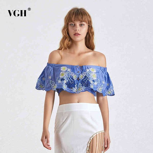 vgh embroidery floral short for women slash neck off shoulder hit color party blouse female summer fashion tide 210421, White
vgh embroidery floral short for women slash neck off shoulder hit color party blouse female summer fashion tide 210421, White
