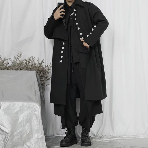 men's trench coats long windbreaker coat design autumn large japanese dark button decoration loose trend, Tan;black
men's trench coats long windbreaker coat design autumn large japanese dark button decoration loose trend, Tan;black