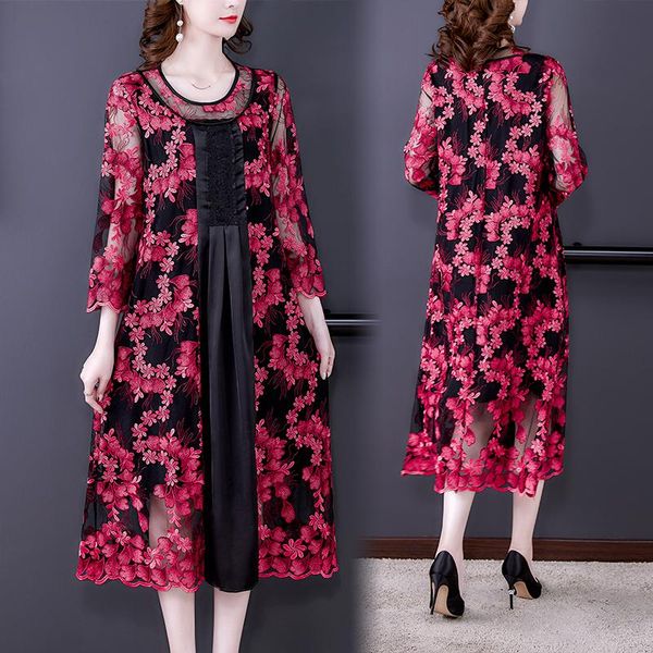 casual dresses high street vintage red floral embroidery midi dress l-5xl 2021spring autumn beach women elegant slim partyvestidos, Black;gray
casual dresses high street vintage red floral embroidery midi dress l-5xl 2021spring autumn beach women elegant slim partyvestidos, Black;gray