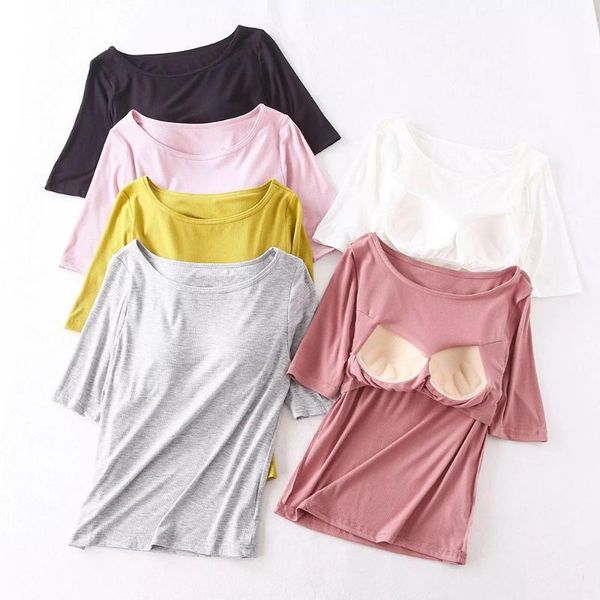 yoga outfit modal built in padded bra t-shirt women's short sleeve breathable clothing female loose sports shirt casual tees
yoga outfit modal built in padded bra t-shirt women's short sleeve breathable clothing female loose sports shirt casual tees
