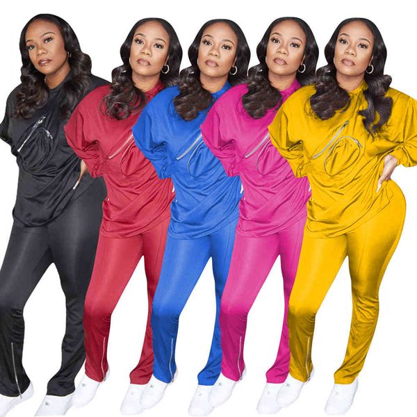 Autumn Womens Two Piece Pants Zipper Long Sleeve Solid Color Designer Tracksuits Fashion Casual Women Clothes, Rose red
Autumn Womens Two Piece Pants Zipper Long Sleeve Solid Color Designer Tracksuits Fashion Casual Women Clothes, Rose red