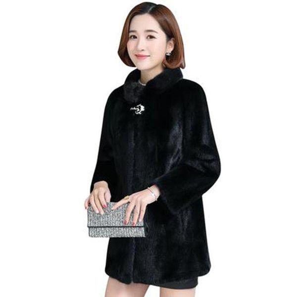 women's fur & faux latest elegant women winter jackets casual loose thick imitation mink coats ladies korean fashion slim overcoat g068, Black
women's fur & faux latest elegant women winter jackets casual loose thick imitation mink coats ladies korean fashion slim overcoat g068, Black