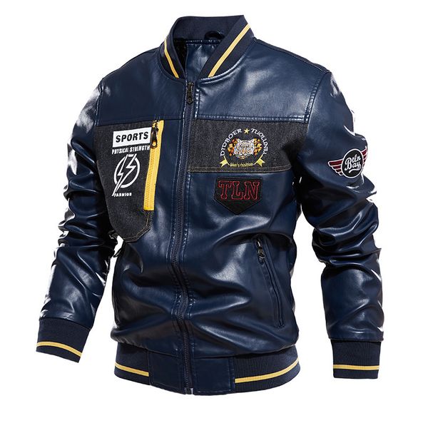 men's leather & faux autumn winter motorcycle amendment of the men's leather jacket collar embroidered baseball plutonium chaquett, Black
men's leather & faux autumn winter motorcycle amendment of the men's leather jacket collar embroidered baseball plutonium chaquett, Black