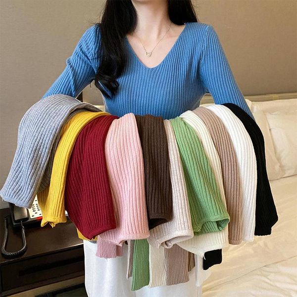 women's sweaters 2021 basic v neck solid autumn winter pullover women female knitted ribbed sweater slim long sleeve bodycon high quali, White;black
women's sweaters 2021 basic v neck solid autumn winter pullover women female knitted ribbed sweater slim long sleeve bodycon high quali, White;black