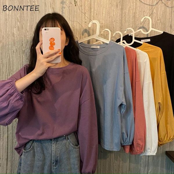 women's t-shirt t-shirts women loose candy color spring autumn all-match simple lantern sleeve chic harajuku leisure tshirts students, White
women's t-shirt t-shirts women loose candy color spring autumn all-match simple lantern sleeve chic harajuku leisure tshirts students, White