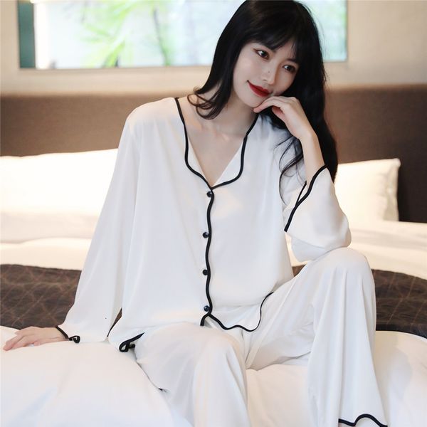 spring and summer long sleeve trousers ice silk pajamas women's suit large size net red home thin clothes, Black;red
spring and summer long sleeve trousers ice silk pajamas women's suit large size net red home thin clothes, Black;red
