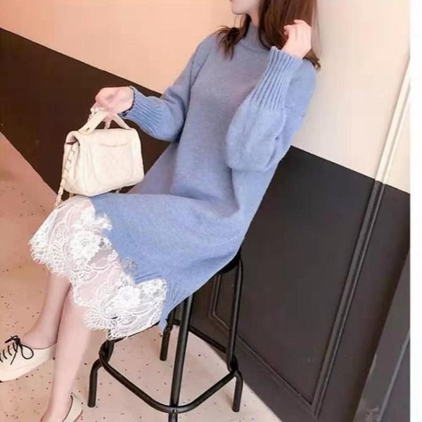 casual dresses women's sweater dress pullover 2021 autumn and winter long knitted lace stitching bottoming, Black;gray
casual dresses women's sweater dress pullover 2021 autumn and winter long knitted lace stitching bottoming, Black;gray
