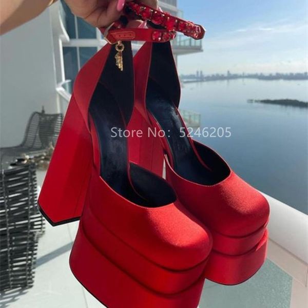 sandals sky high heels pink red women pumps ankle strap crystal double platform satin block heel sandalias mujer, Black
sandals sky high heels pink red women pumps ankle strap crystal double platform satin block heel sandalias mujer, Black