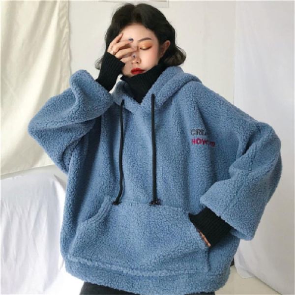 women's hoodies & sweatshirts blue lamb cashmere warm hoodie autumn fashion long sleeve kawaii soft girls pullover harajuku hoody outwe, Black
women's hoodies & sweatshirts blue lamb cashmere warm hoodie autumn fashion long sleeve kawaii soft girls pullover harajuku hoody outwe, Black