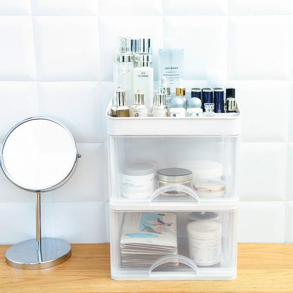 deskplastic makeup organizer women cosmetics make up storage drawer box jewelry lipstick nail polish sundries container case boxes & bin