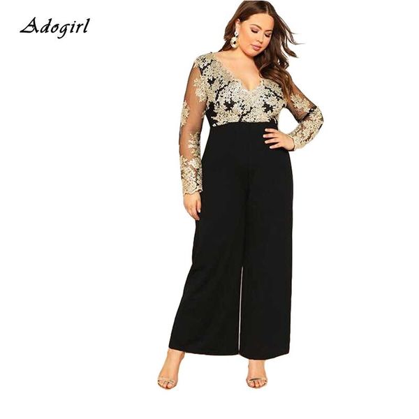 women's jumpsuits & rompers adogirl embroidery lace jumpsuit women v neck wide leg pants elegant female plus size -3xl, Black;white
women's jumpsuits & rompers adogirl embroidery lace jumpsuit women v neck wide leg pants elegant female plus size -3xl, Black;white