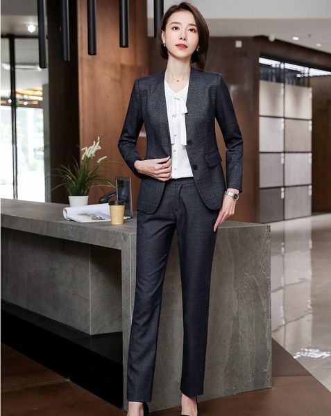 formal uniform styles women business suits with pants and jackets for ladies office work wear blazers set gray women's two piece, White
formal uniform styles women business suits with pants and jackets for ladies office work wear blazers set gray women's two piece, White