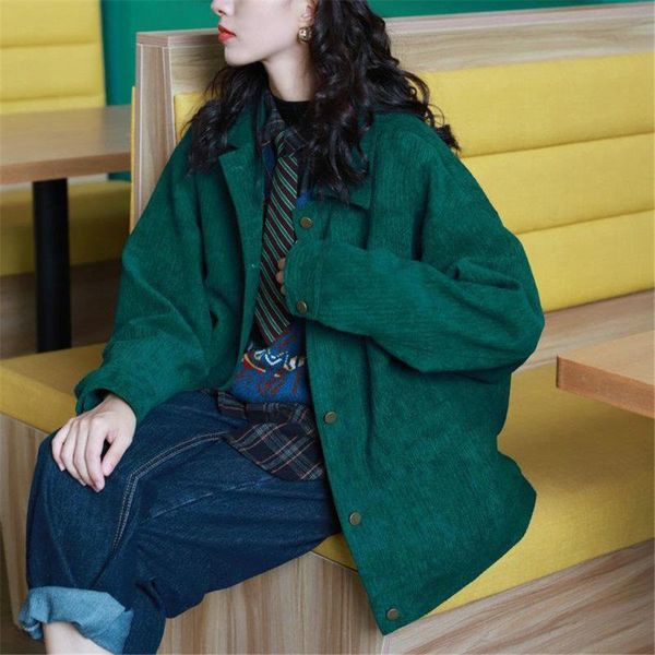 women's jackets dark green vintage women solid corduroy shirts full sleeve turn-down collar oversize coats casual autumn basic outwear, Black;brown
women's jackets dark green vintage women solid corduroy shirts full sleeve turn-down collar oversize coats casual autumn basic outwear, Black;brown