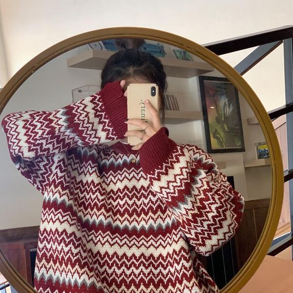 women's sweaters autumn and winter retro port wind forest lazy loose wear pullover sweater women, White;black
women's sweaters autumn and winter retro port wind forest lazy loose wear pullover sweater women, White;black