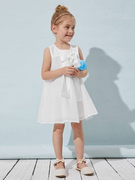 toddler girls zipper back bow detail flowy hem dress she, Red;yellow
