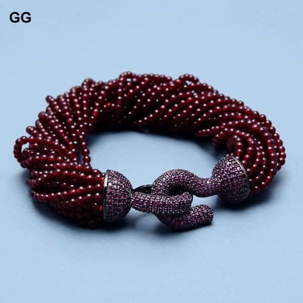 beaded, strands guaiguai jewelry 20 rows natural round real gems garnet beads bracelet gunmetal color plated purple cz pave clasp 8.5'&, Black
beaded, strands guaiguai jewelry 20 rows natural round real gems garnet beads bracelet gunmetal color plated purple cz pave clasp 8.5'&, Black