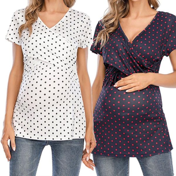 maternity dresses summer clothes round v-neck short sleeve wave point large size t-shirt mom pregnant clothing, White
maternity dresses summer clothes round v-neck short sleeve wave point large size t-shirt mom pregnant clothing, White