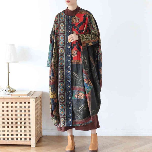 johnature women vintage irregular print floral parkas button bat sleeve coats autumn winter warm parkas 210521, Black
johnature women vintage irregular print floral parkas button bat sleeve coats autumn winter warm parkas 210521, Black