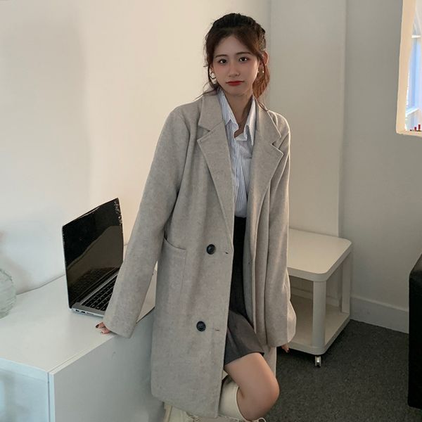 women's wool & blends female coat korean autumn loose medium length long sleeve double breasted casual woman's wool riq4, Black
women's wool & blends female coat korean autumn loose medium length long sleeve double breasted casual woman's wool riq4, Black