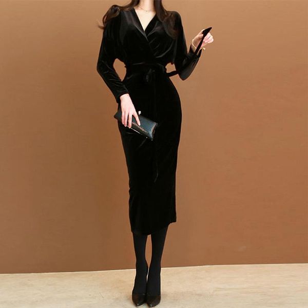 arrival fashion women pencil dress ol professional temperament v-neck batwing sleeve velvet vintage simple slim black casual dresses, Black;gray
arrival fashion women pencil dress ol professional temperament v-neck batwing sleeve velvet vintage simple slim black casual dresses, Black;gray