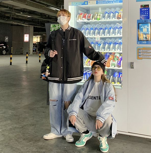 men''s fashion br ins couple's american hip hop baseball suit korean work cloth loose and versatile et top, Black;brown
men''s fashion br ins couple's american hip hop baseball suit korean work cloth loose and versatile et top, Black;brown