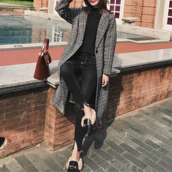women's wool & blends grey plaid woolen coat women outerwear winter clothing fashion female elegant one button gee0, Black
women's wool & blends grey plaid woolen coat women outerwear winter clothing fashion female elegant one button gee0, Black