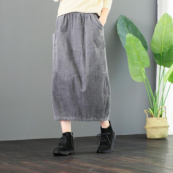 skirts autumn winter women solid color pockets elastic waist loose carduroy female skirt dm001, Black
skirts autumn winter women solid color pockets elastic waist loose carduroy female skirt dm001, Black