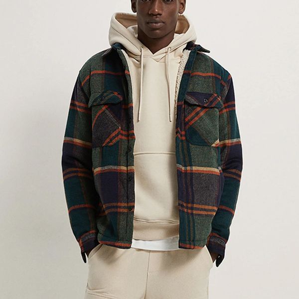 cheriaza new 2021 za plaid et men's autumn winter casual fce lapel warm slim fit shirt coats male, Black;brown
cheriaza new 2021 za plaid et men's autumn winter casual fce lapel warm slim fit shirt coats male, Black;brown