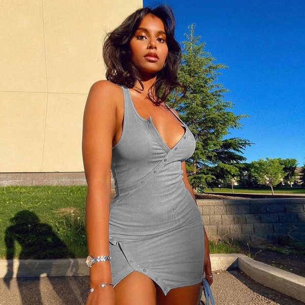 casual dresses chronstyle summer women v-neck split dress 2021 solid buttons sleeveless slim mini pencil vestidos y2k streetwear, Black;gray
casual dresses chronstyle summer women v-neck split dress 2021 solid buttons sleeveless slim mini pencil vestidos y2k streetwear, Black;gray