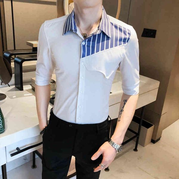 men's casual shirts personality shredded designer striped will see half a shirt from tuxedo fine fit clothes pett, White;black
men's casual shirts personality shredded designer striped will see half a shirt from tuxedo fine fit clothes pett, White;black