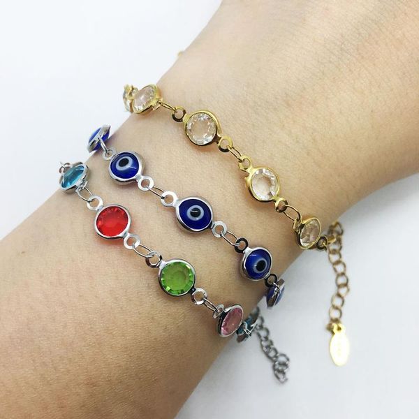beaded, strands design glass crystal bead chain lucky evil eye stainless steel bracelet couples bangles jewelry pulsera femme wholesale, Black
beaded, strands design glass crystal bead chain lucky evil eye stainless steel bracelet couples bangles jewelry pulsera femme wholesale, Black