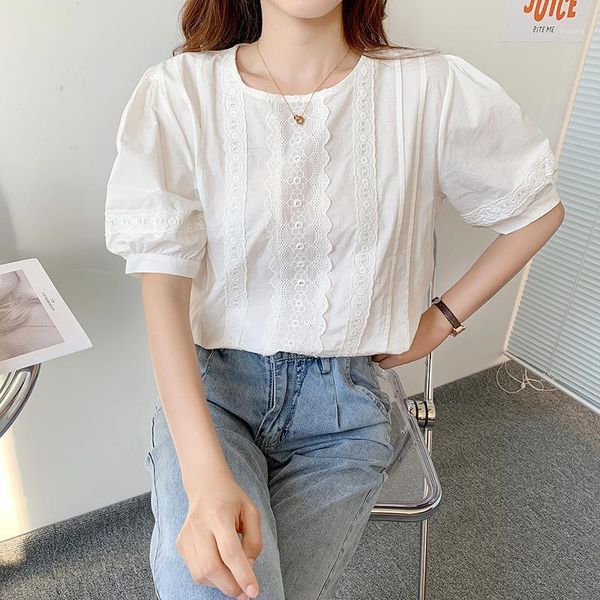 women's blouses & shirts vintage casual o-neck blouse women loose lace patchwork shirt puff sleeve female, White
women's blouses & shirts vintage casual o-neck blouse women loose lace patchwork shirt puff sleeve female, White