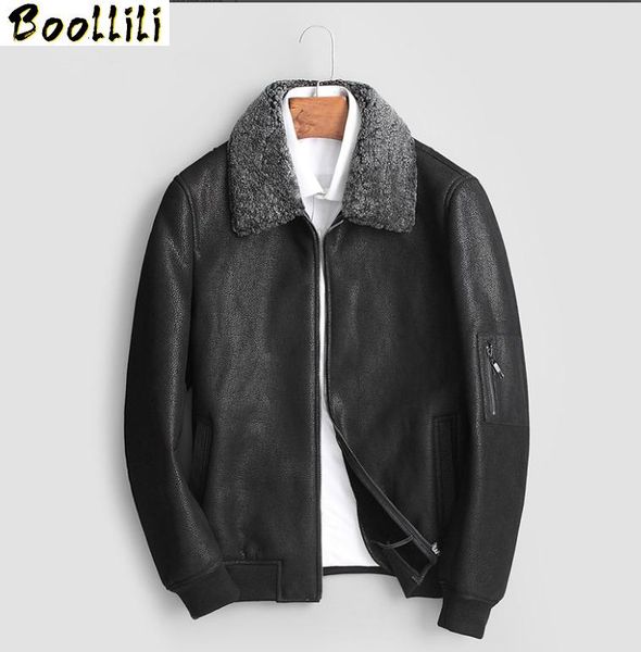 men's leather & faux boollili genuine jacket winter men real pure natural fur coat jackets casaco masculino, Black
men's leather & faux boollili genuine jacket winter men real pure natural fur coat jackets casaco masculino, Black