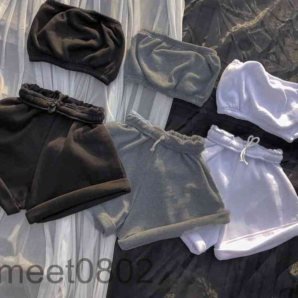 designer 2021 women's summer new high waist lace up casual shorts chest wrapped two-piece sets fashion one word collar solid color outf, Gray
designer 2021 women's summer new high waist lace up casual shorts chest wrapped two-piece sets fashion one word collar solid color outf, Gray