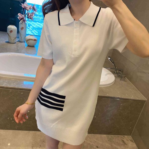 dress tb spring summer academy polo shirt short sleeve skirt knitting lapel four bar slim mid length, White;black
dress tb spring summer academy polo shirt short sleeve skirt knitting lapel four bar slim mid length, White;black