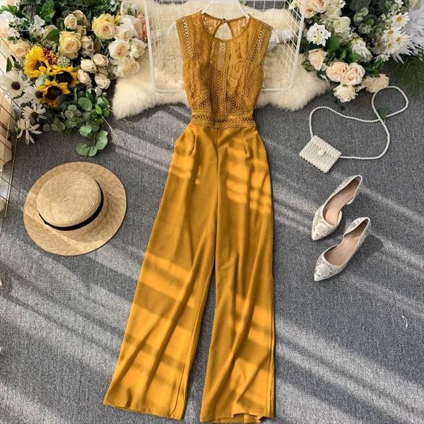 summer ol hollow backless women rompers sleeveless lace fight receiving waist thin wide leg pants ll009, Black;white
summer ol hollow backless women rompers sleeveless lace fight receiving waist thin wide leg pants ll009, Black;white