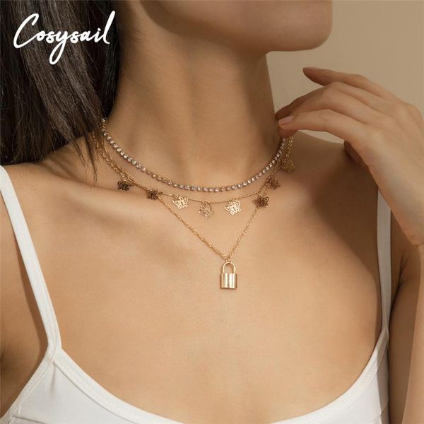 chains cosysail 3pcs/set simple padlock with hollow out butterfly pendant necklace for female shiny crystal chain jewelry, Silver
chains cosysail 3pcs/set simple padlock with hollow out butterfly pendant necklace for female shiny crystal chain jewelry, Silver