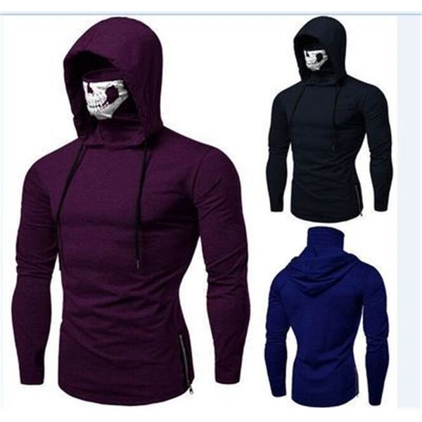 men's t shirt finess ninja sui slim skull mask prined hooded long sleeve, White;black
men's t shirt finess ninja sui slim skull mask prined hooded long sleeve, White;black