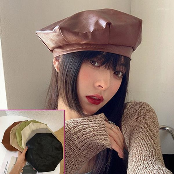 berets 2021 fashion solid beret cap pu leather french artist warm beanie hat female ladies all-match adjustable for women, Blue;gray
berets 2021 fashion solid beret cap pu leather french artist warm beanie hat female ladies all-match adjustable for women, Blue;gray