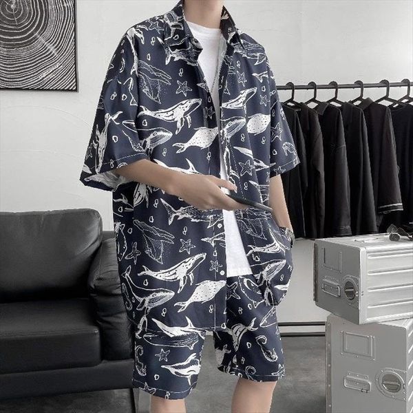hybskr summer shark print men tracksuit short sleeve shirt shorts casual suit mens beach pants baggy vintage male shirts couple, Gray
hybskr summer shark print men tracksuit short sleeve shirt shorts casual suit mens beach pants baggy vintage male shirts couple, Gray