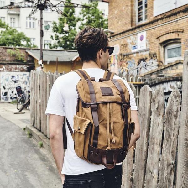 backpack fashion men waxed canvas camping waterproof large rucksack lapbag 15 6 inches
backpack fashion men waxed canvas camping waterproof large rucksack lapbag 15 6 inches