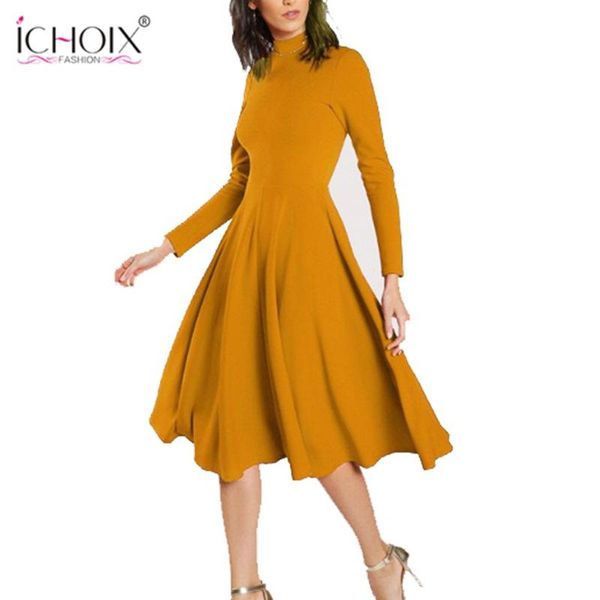 casual dresses ichoix 2021 fashion red office dress elegant turtleneck long sleeve solid women spring winter midi vestidos, Black;gray
casual dresses ichoix 2021 fashion red office dress elegant turtleneck long sleeve solid women spring winter midi vestidos, Black;gray
