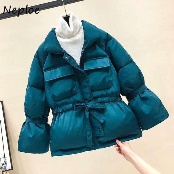 neploe double pockets drawstring flare sleeve women cotton jacket solid color loose pillow collar parkas 2021 winter coat1, Black
neploe double pockets drawstring flare sleeve women cotton jacket solid color loose pillow collar parkas 2021 winter coat1, Black