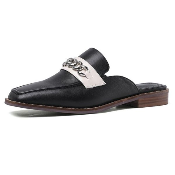 summer brand design genuine leather shallow slip on women slippers casual shoes woman chain decoration, Black
summer brand design genuine leather shallow slip on women slippers casual shoes woman chain decoration, Black