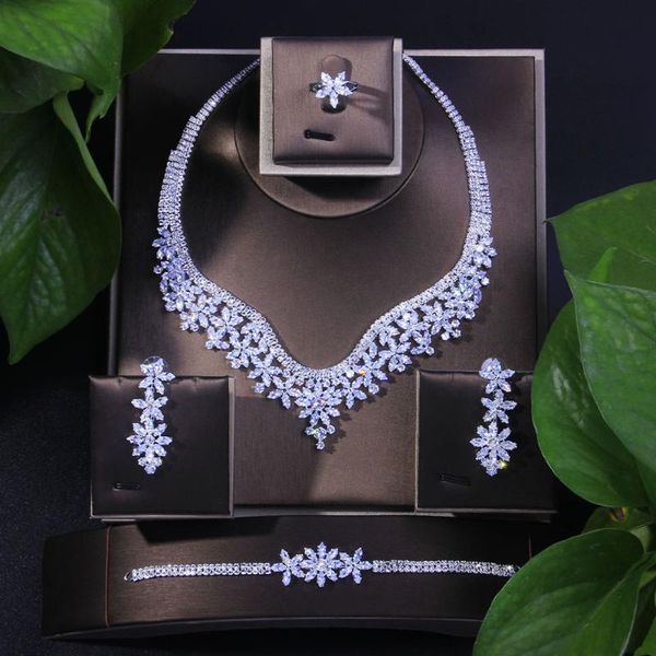 earrings & necklace selling cubic zircon jewelry set bridal wedding for women fashion shining cz 4pcs flower shape jewellery, Silver
earrings & necklace selling cubic zircon jewelry set bridal wedding for women fashion shining cz 4pcs flower shape jewellery, Silver