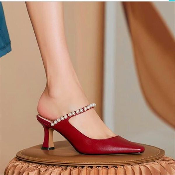 spring and summer ladies slippers pearl decoration square toe stiletto high heels wine red beige fashion party slippe, Black
spring and summer ladies slippers pearl decoration square toe stiletto high heels wine red beige fashion party slippe, Black