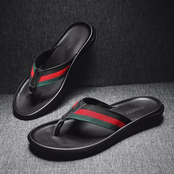 slippers ivi summer men flip flops designer green red striped beach soft flop for leather, Black
slippers ivi summer men flip flops designer green red striped beach soft flop for leather, Black