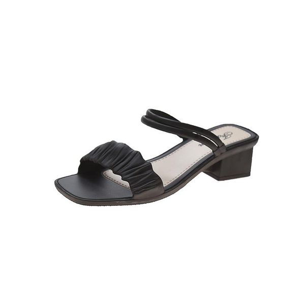 sandals 2021 women's dual-purpose 5cm medium high heels fashion simple korean wear outside, Black
sandals 2021 women's dual-purpose 5cm medium high heels fashion simple korean wear outside, Black